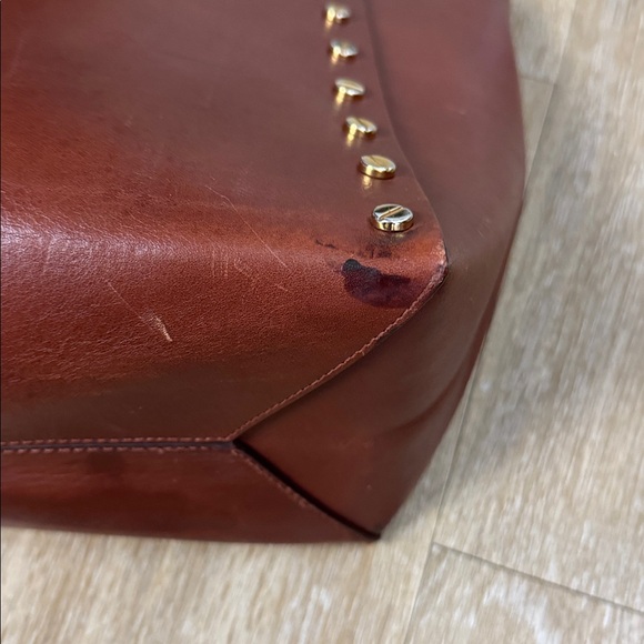 Sandro Paris Abby Cabas Studded Leather Brown Tote Crossbody Bag - Picture 14 of 16